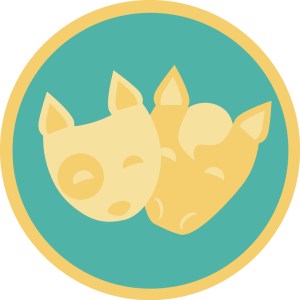 dog and pony mask button